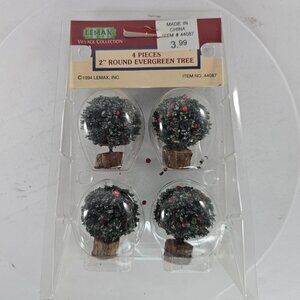 Lemax Village Collection 2" Round Evergreen Tree Set Of 4